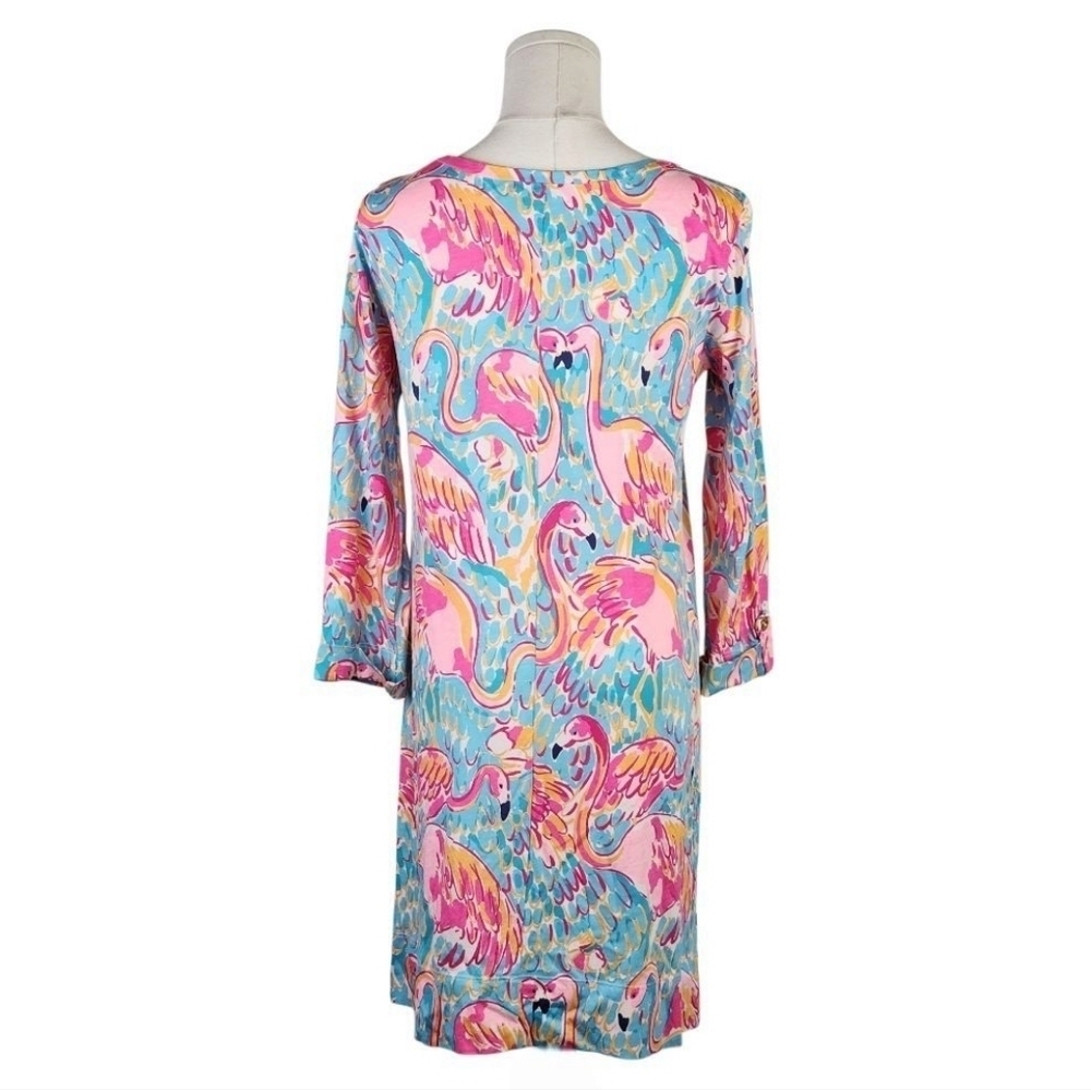 Lilly Pulitzer Flamingo Linden Dress S Peel & Eat Print 3/4 Sleeve Shift - Picture 5 of 10
